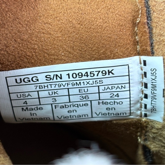 UGG Coletta Chestnut Suede With Side Zip Ankle Boots Size 4 Warmer For Woman